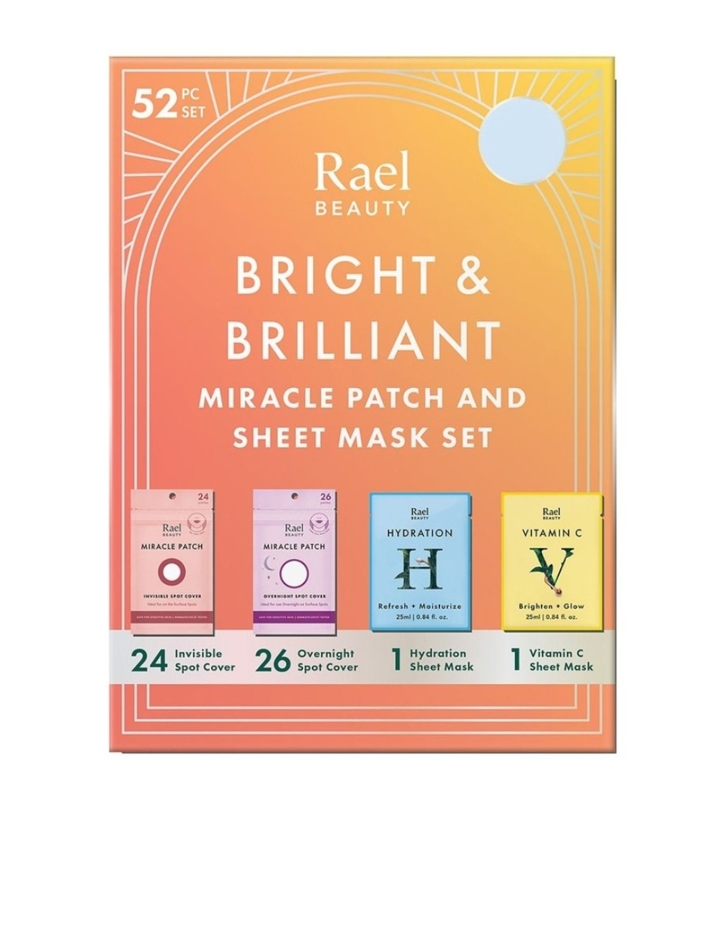 Rael Beauty Bright & Brilliant Miracle Patch + Sheet Mask Set - Peach Gradient